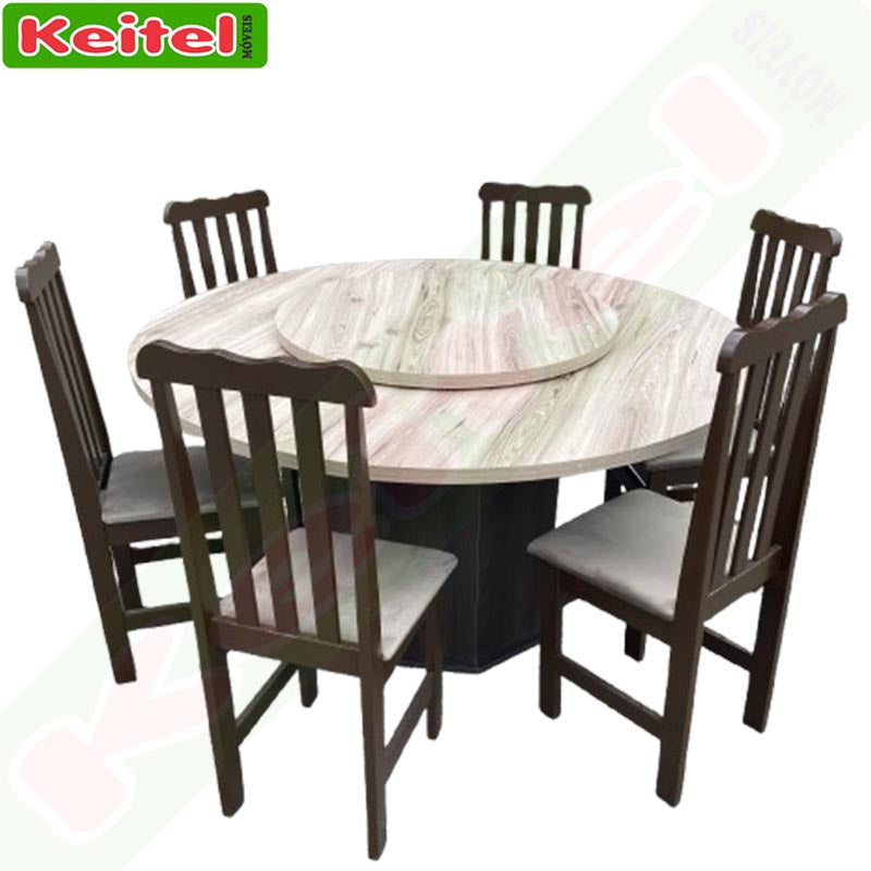 Mesa Com 6 cadeiras Redonda Tabaco Com Tampo Cabernet Giratória