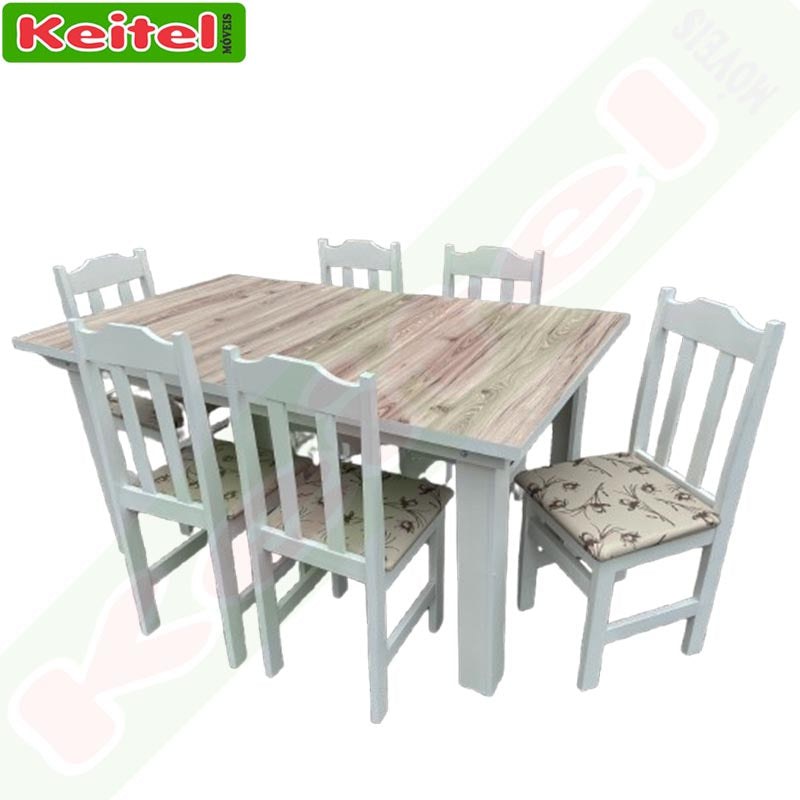Mesa Com 6 cadeiras Retangular Branca Com Tampo Cabernet