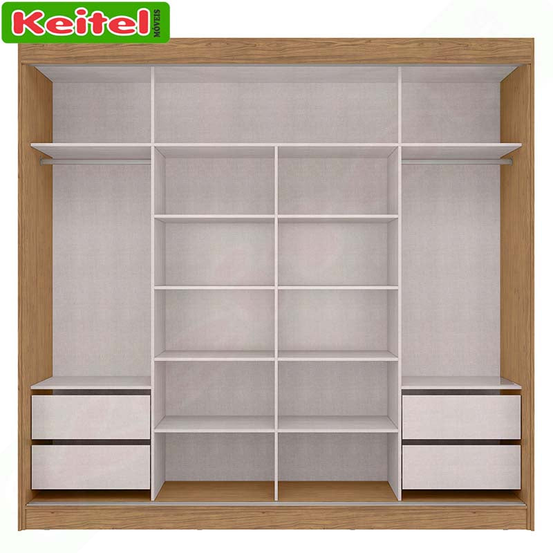 Roupeiro 2 Portas de Correr Seul Com Espelho Cor Marrocos / Off White 100% MDF
