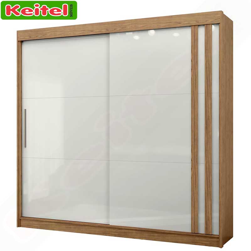 Roupeiro 2 Portas de Correr Seul Com Espelho Cor Marrocos / Off White 100% MDF