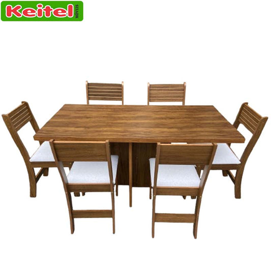 Mesa Retangular Granada Tampo Smart Com 6 Cadeiras Brisa Imbuia / Gelo