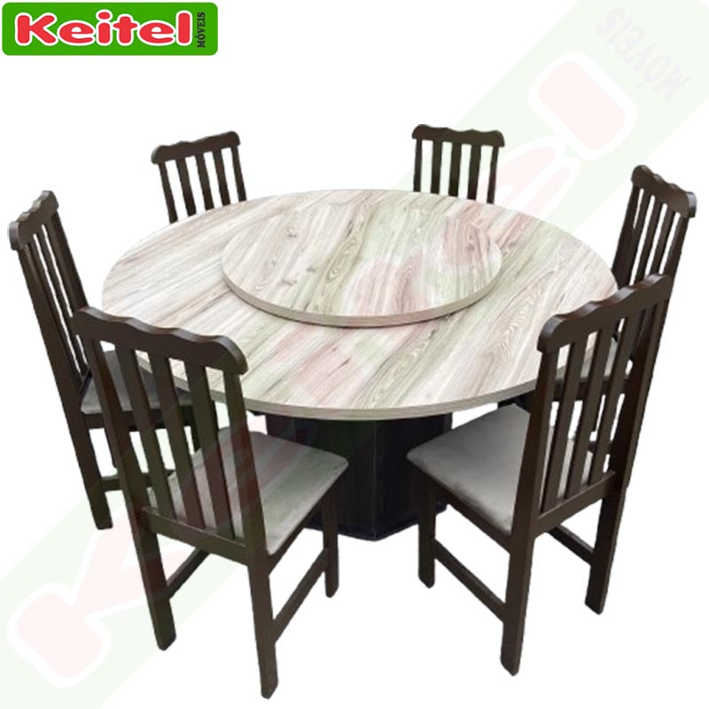 Mesa Com 6 cadeiras Redonda Tabaco Com Tampo Cabernet Giratória