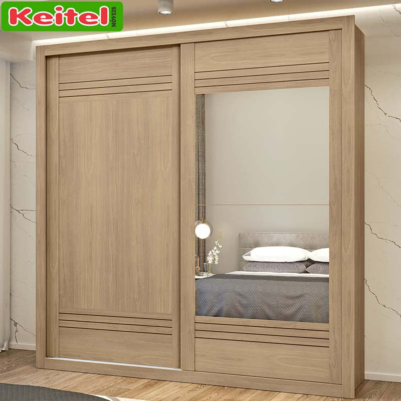 Roupeiro 2 Portas de Correr Trípoli Com Espelho Cor Castanho 100% MDF