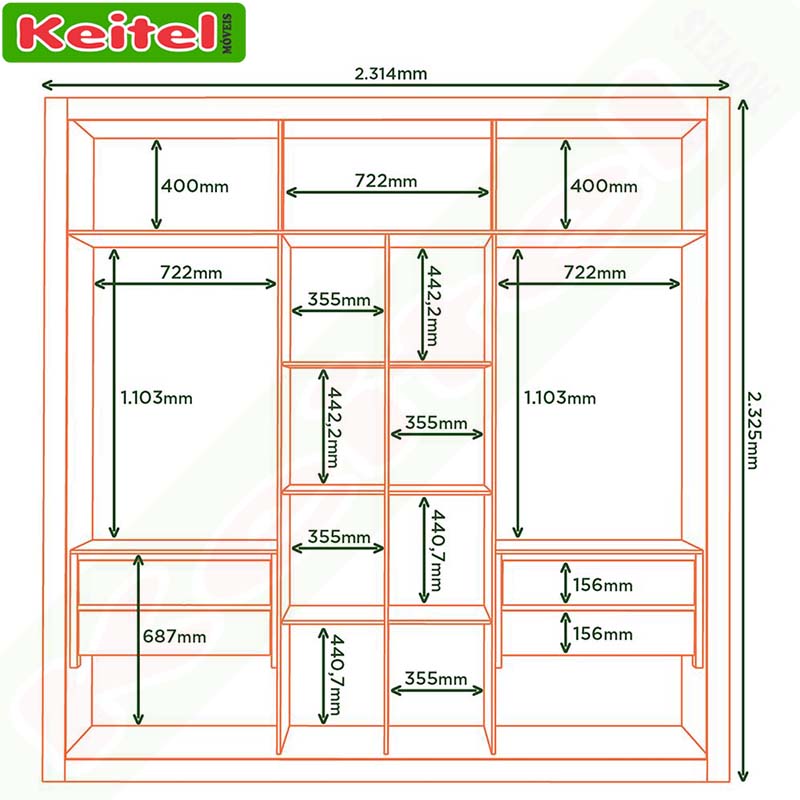 Roupeiro 2 Portas de Correr Trípoli Com Espelho Cor Castanho 100% MDF