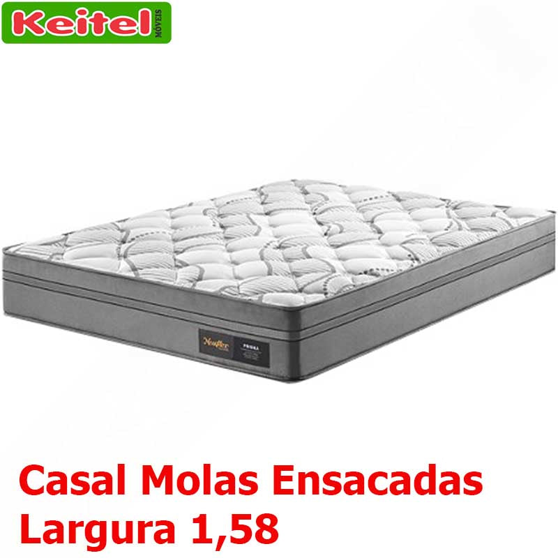 Colchão de Casal Prisma Molas Ensacadas Queen 158 largura Cinza - New