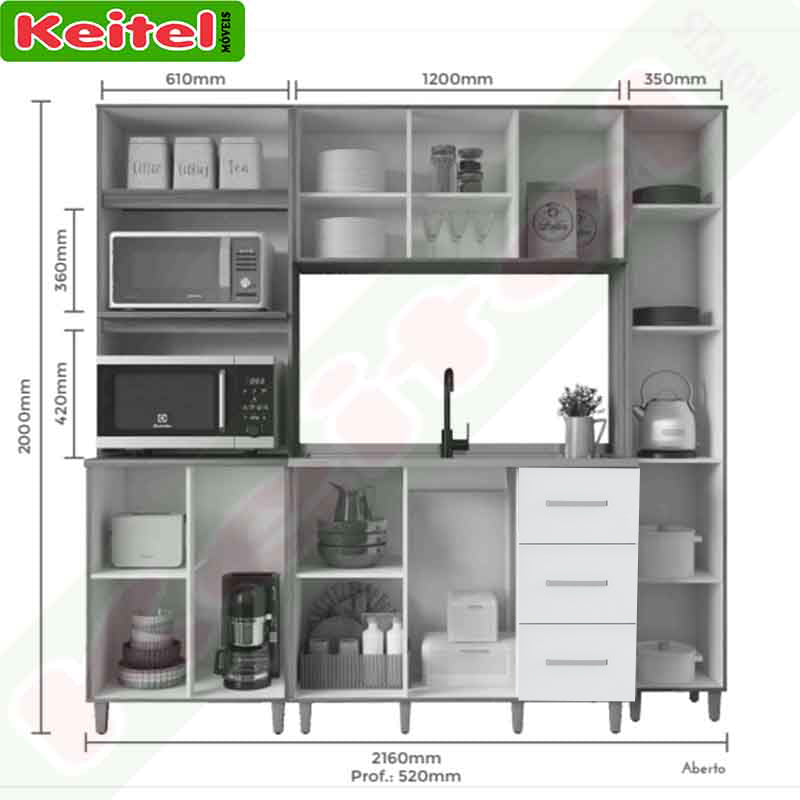 Cozinha Modulada Bianca Branco 4 Peças